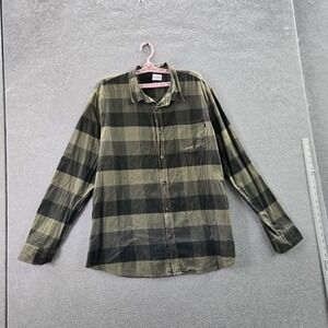 Oakley Men Button Up Shirt XXL Green Plaid Long Sleeve